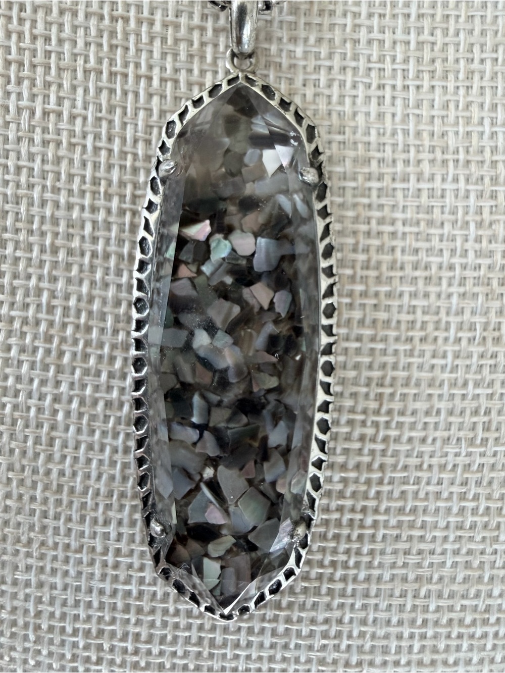 Rare Kendra Scott Layden Necklace in Silver with Abalone Shell Pendant - Picture 2 of 5